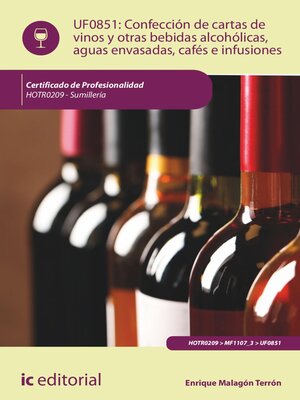 cover image of Confección de cartas de vinos, otras bebidas alcohólicas, aguas envasadas, cafés e infusiones. HOTR0209